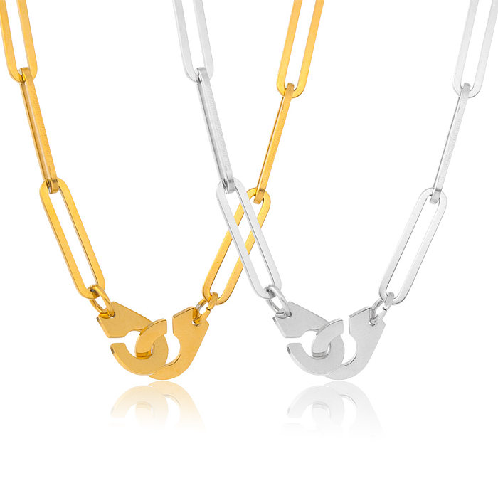 Collar de pulseras chapado en oro de 18 quilates con revestimiento de acero de titanio de color sólido de estilo simple retro