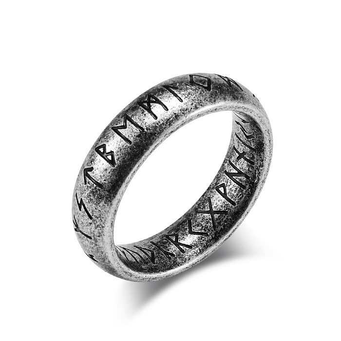 Punk Geometric Letter Titanium Steel Polishing Rings