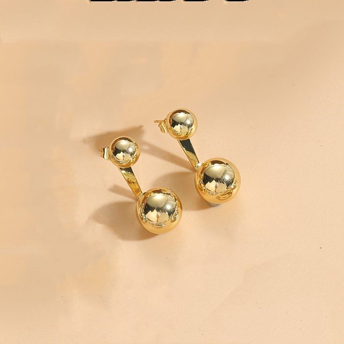 1 par de brincos elegantes estilo clássico com revestimento geométrico de cobre banhado a ouro 14K