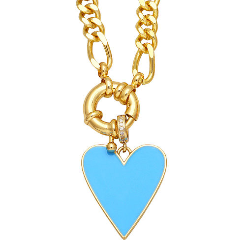 Fashion Heart Shape Copper Necklace Patchwork Zircon Copper Necklaces
