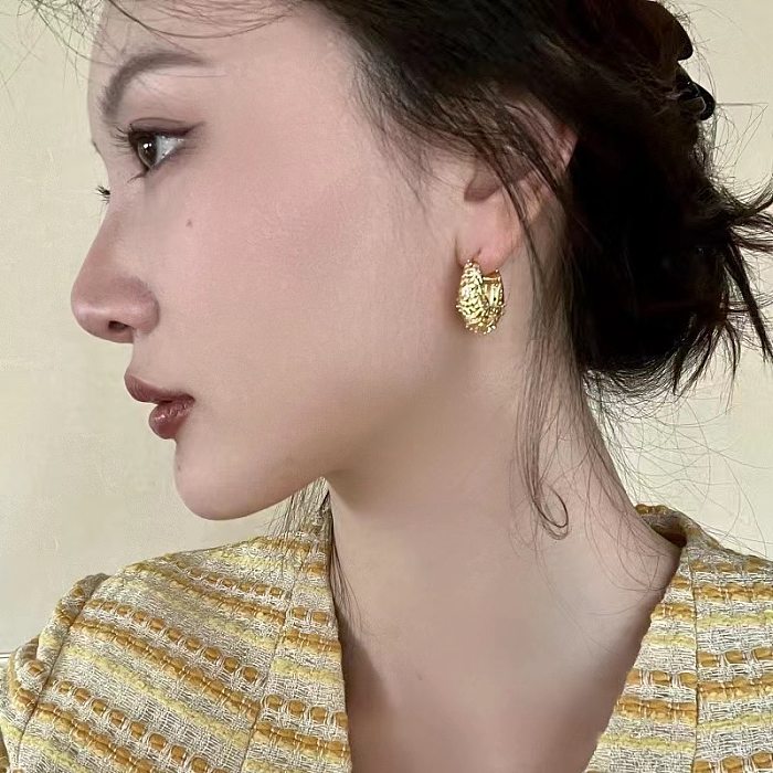 1 Pair Elegant U Shape Plating Inlay Copper Zircon Hoop Earrings