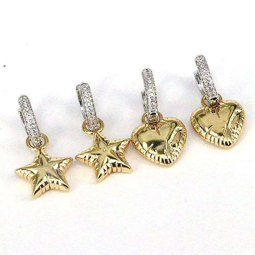 1 paire de boucles d'oreilles Style Vintage, doux et Simple, en forme d'étoile et de cœur, incrustation de cuivre et de Zircon plaqué or
