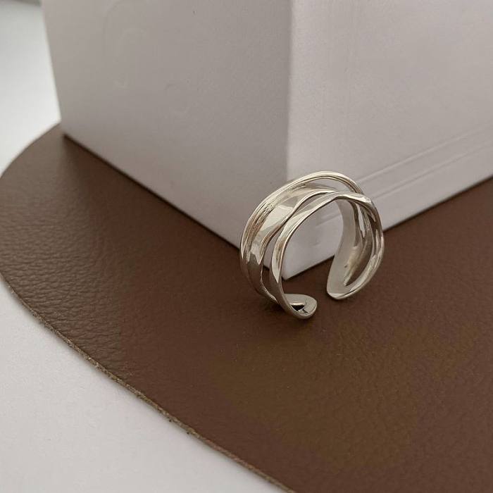 Anneau ouvert de placage de perles de cuivre de couleur unie de style simple et décontracté