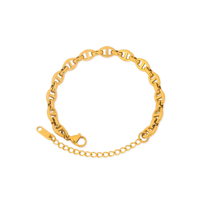 Einfache Halskette mit ovalen Armbändern aus Titanstahl mit Überzug