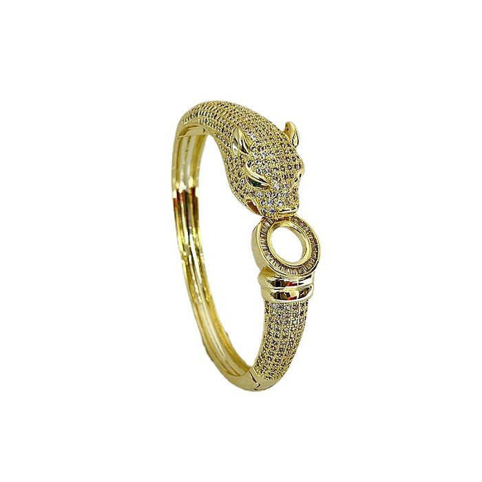 1 Piece Fashion Leopard Copper Inlay Zircon Bangle