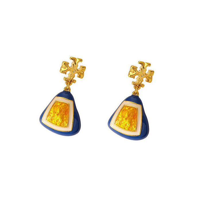 1 Pair Modern Style Geometric Enamel Copper Drop Earrings