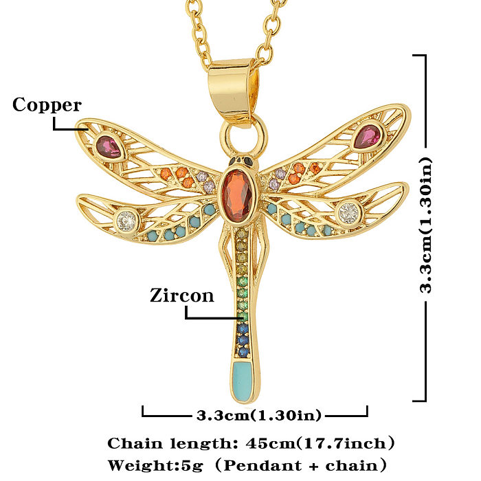 Nouveau Collier pendentif libellule en Zircon de couleur incrusté de cuivre pour femmes