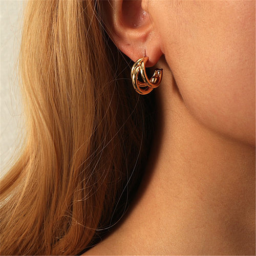 Wholesale Jewelry Multi-layer Arc Copper Stud Earrings jewelry