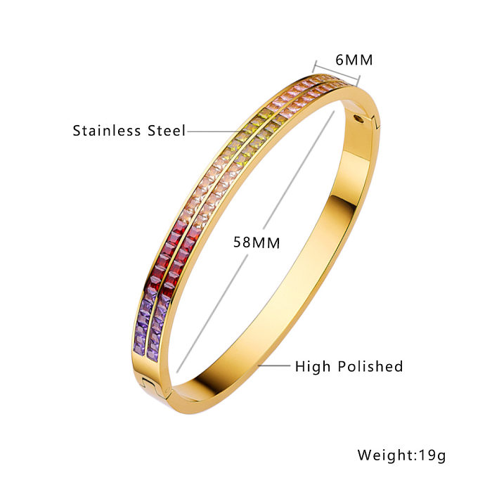 Casual Round Titanium Steel Plating Inlay Zircon 18K Gold Plated Rings Bracelets