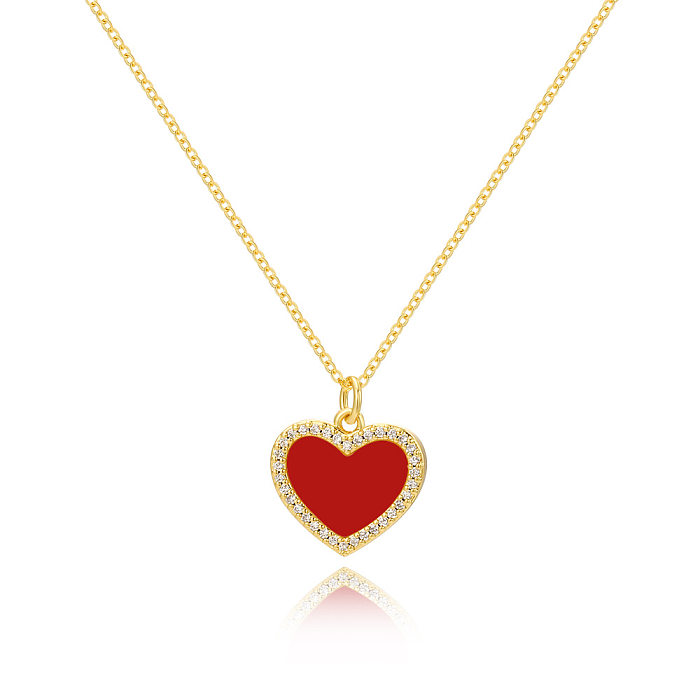 Sweet Heart Shape Brass Plating Gold Plated Pendant Necklace