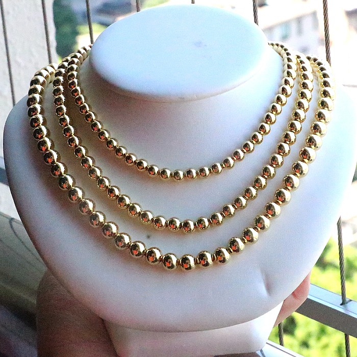 Hip-Hop Geometric Round Copper Gold Plated Necklace 1 Piece