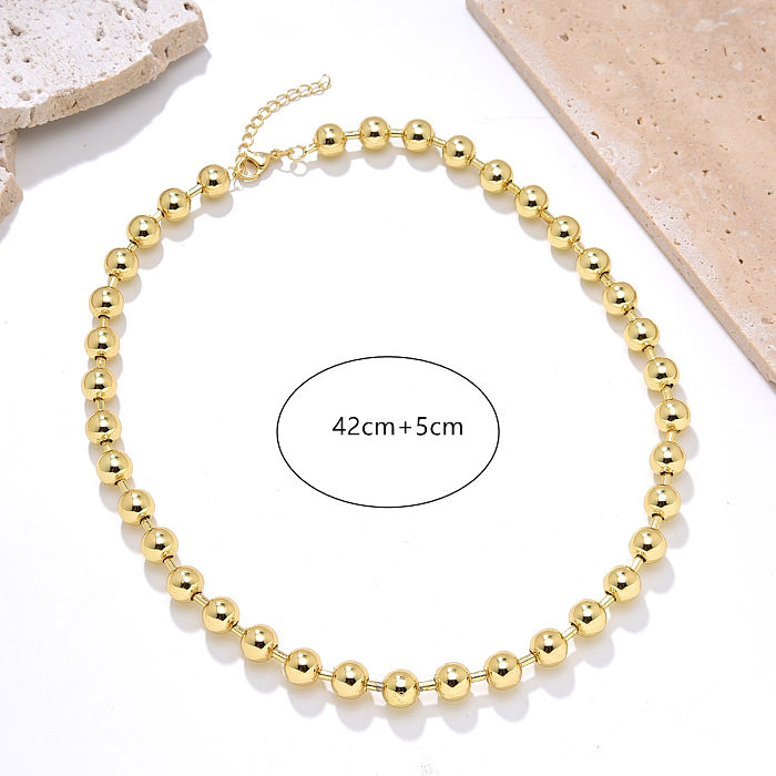 INS Style Simple Style Round Solid Color Copper Gold Plated Necklace In Bulk
