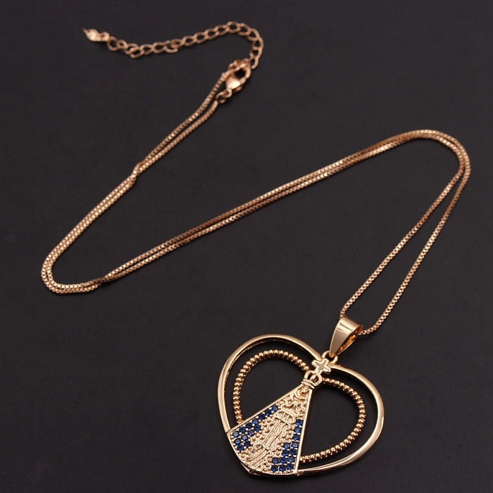 Collier en cuivre et Zircon plaqué or, Style Vintage, en forme de cœur, Style IG, en vrac
