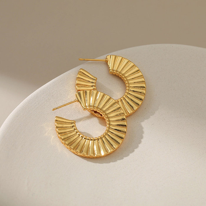1 Pair Retro Round Copper Plating 18K Gold Plated Ear Studs