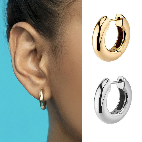 1 Pair Simple Style Solid Color Brass Plating 24K Gold Plated Earrings