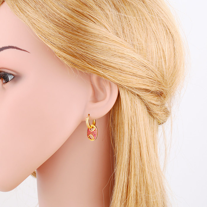 1 Pair Hip-Hop Fashion Solid Color Plating Inlay Copper Zircon 18K Gold Plated Drop Earrings