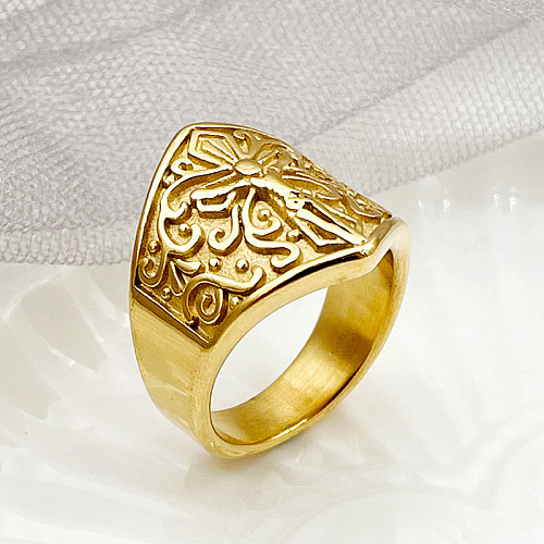 Atacado estilo romano comutar redondo anéis banhados a ouro com revestimento de aço inoxidável