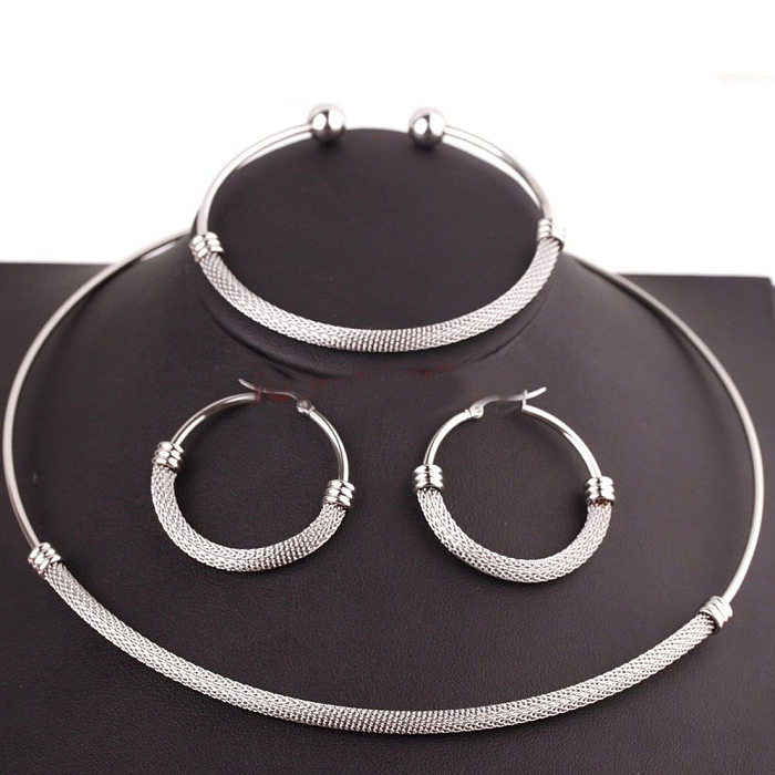 1 ensemble de colliers ras du cou plaqués en acier inoxydable, Style Simple