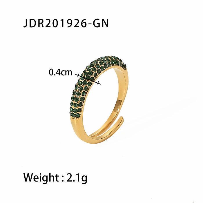 Fashion Geometric Stainless Steel Plating Artificial Diamond Open Ring
