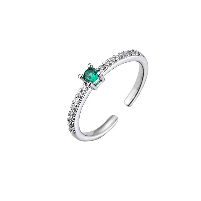 Fashion Copper Micro-encrusted Zircon Colored Row Diamond Thin Ring