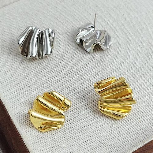 1 Paar einfache, einfarbige Kupfer- und vergoldete Ohrringe