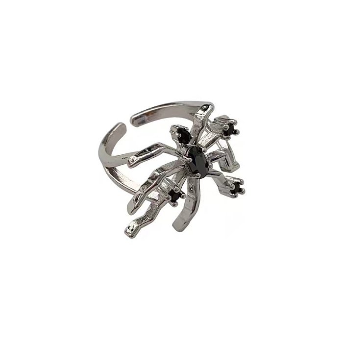 Anéis abertos de zircão com incrustações irregulares de cobre punk aranha