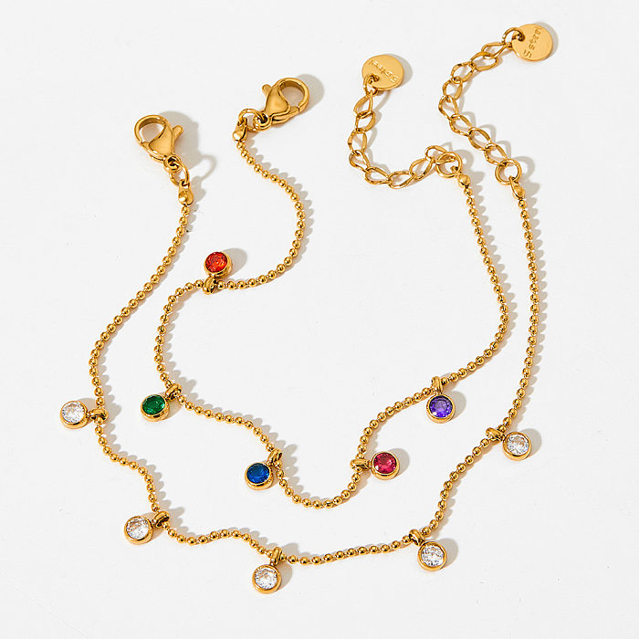 Süße runde Halskette mit Inlay-Armbändern aus Edelstahl und Titanstahl, 1 Stück