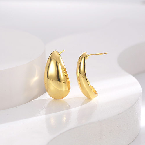 1 Pair Fashion Water Droplets Copper Plating Drop Earrings