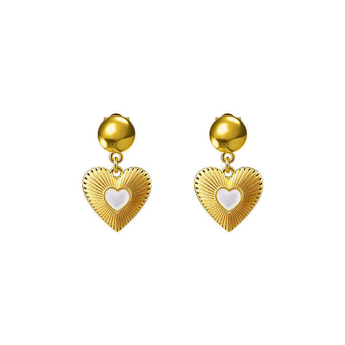 1 Pair Lady Heart Shape Plating Inlay Copper Shell Drop Earrings