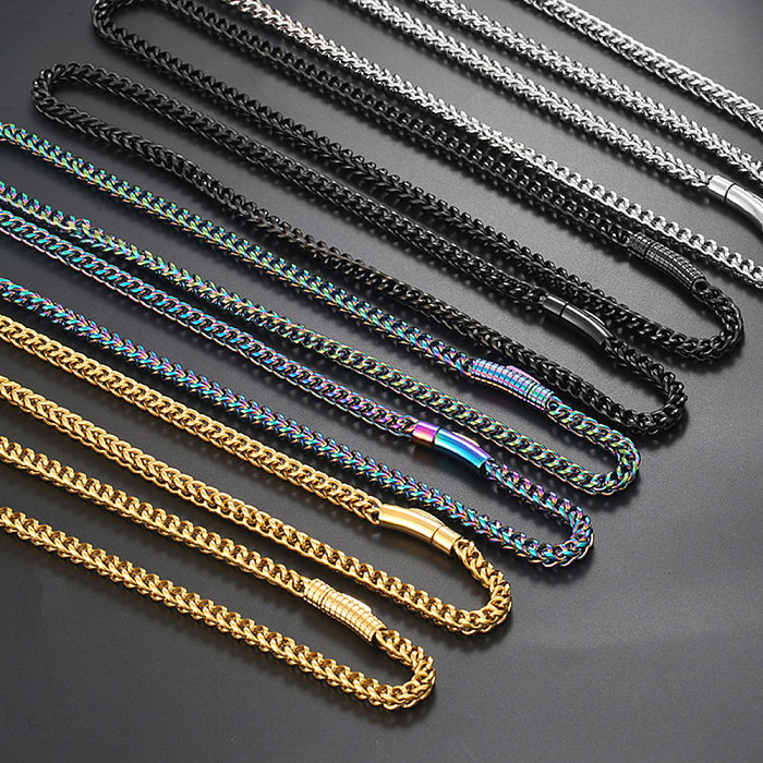 Conjunto de joyería de cadena de acero inoxidable de color sólido hip-hop