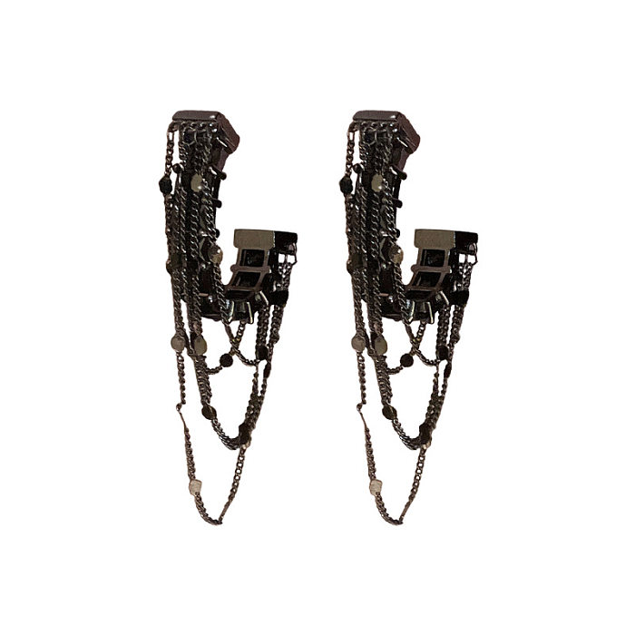 1 Pair Simple Style Solid Color Tassel Copper Ear Studs