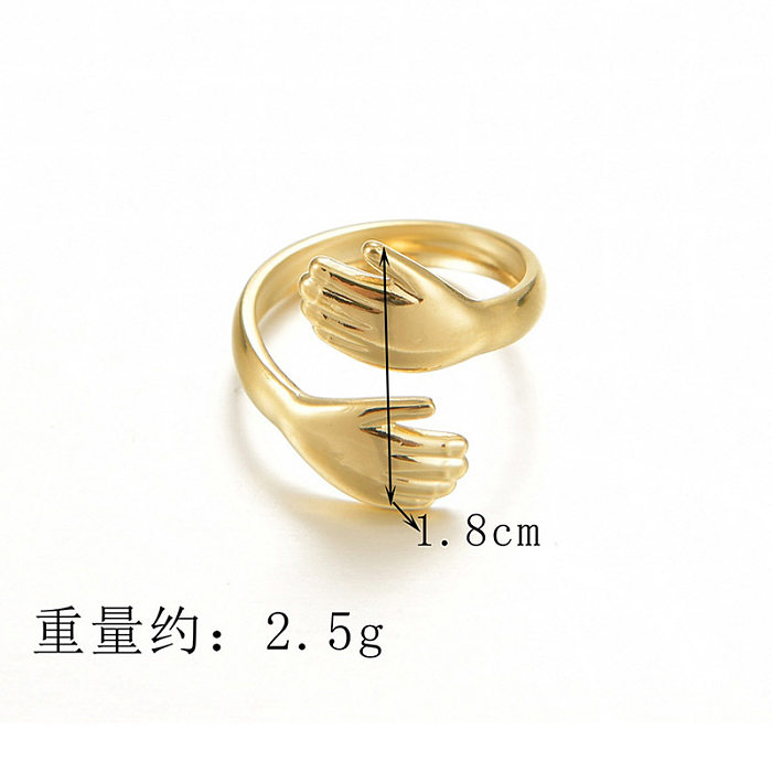 European And American 14K Gold Hugging Open Ring Female Simple Titanium Steel Jewelry