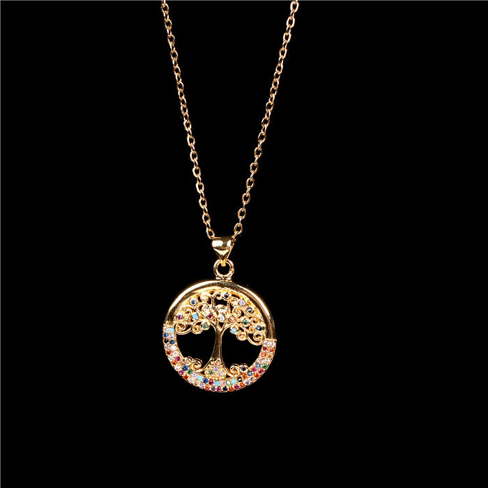 New Creative Colorful Tree Of Life Pendant Micro-inlaid Zircon Necklace