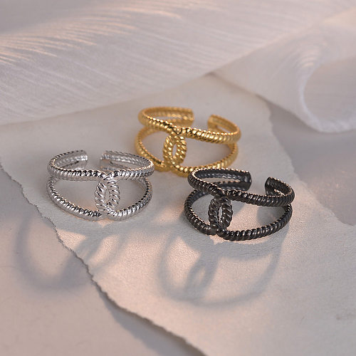 O chapeamento de aço Titanium geométrico do estilo simples oca para fora o anel aberto