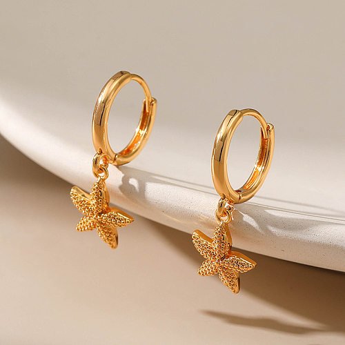 1 Pair Simple Style Starfish Copper Patchwork Drop Earrings
