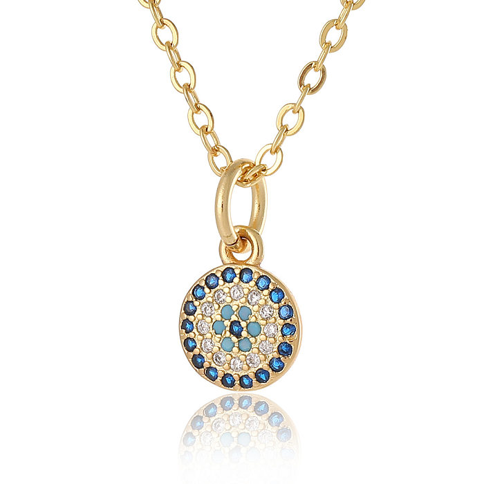 Fashion Geometric Copper Gold Plated Zircon Pendant Necklace