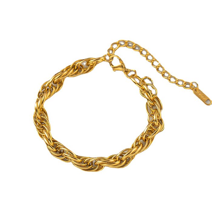 Glamouröse Halskette mit geometrischem Titanstahlüberzug und 18 Karat vergoldetem Armband