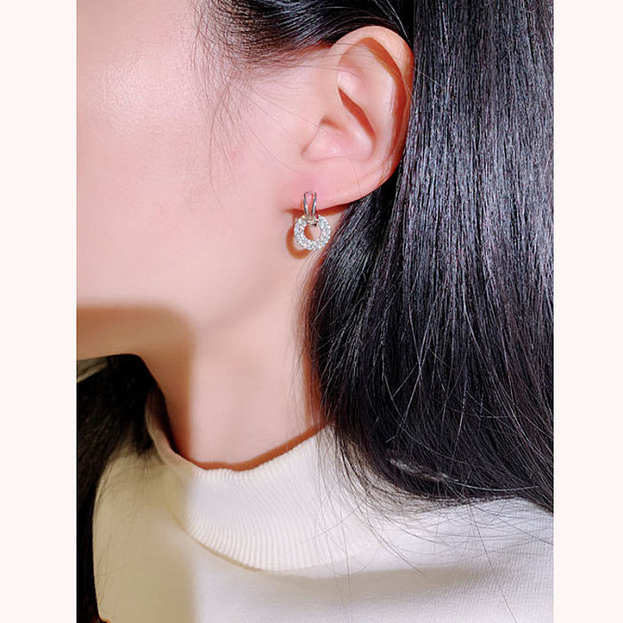 Boucles d'oreilles en cuivre de luxe simples et tendance pour femme