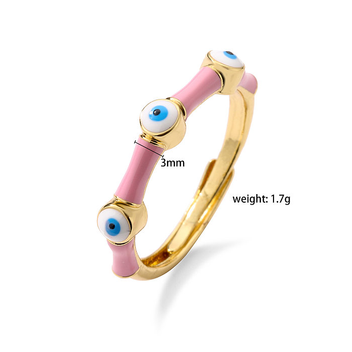 1 Piece Simple Style Devil'S Eye Copper Plating Open Ring