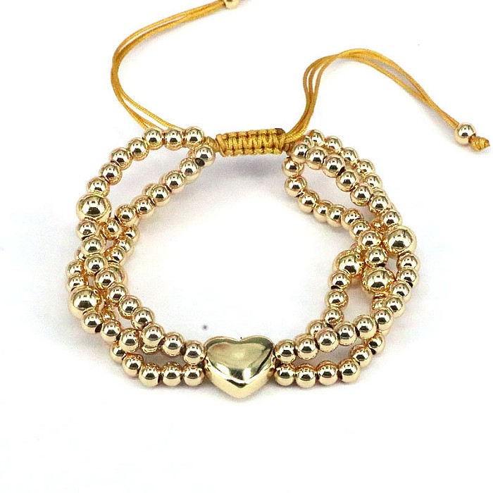 Bracelets plaqués or en cuivre en forme de cœur de style simple