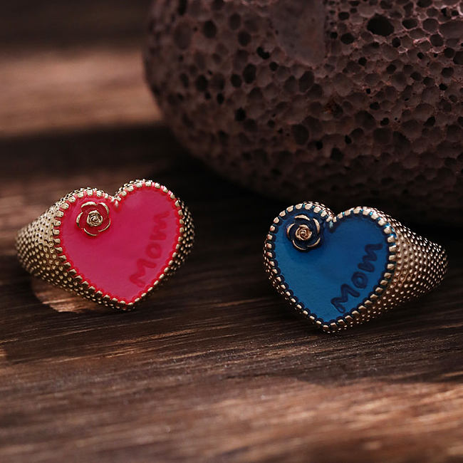 Elegant Lady Letter Heart Shape Copper Open Rings