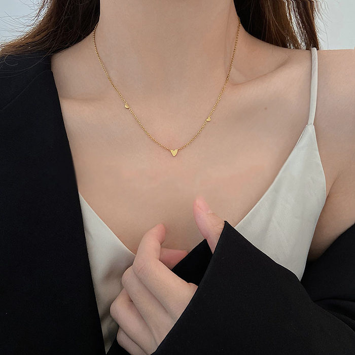 Simple Style Heart Shape Titanium Steel Plating Bracelets Necklace