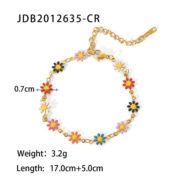 Fashion Flower Stainless Steel Gold Plated Bracelets Necklace
