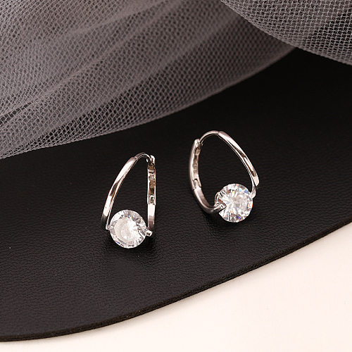 1 Pair Simple Style Solid Color Inlay Copper Zircon Drop Earrings