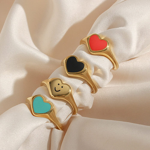 Sweet Heart Shape Smiley Face Stainless Steel Rings Stainless Steel Rings