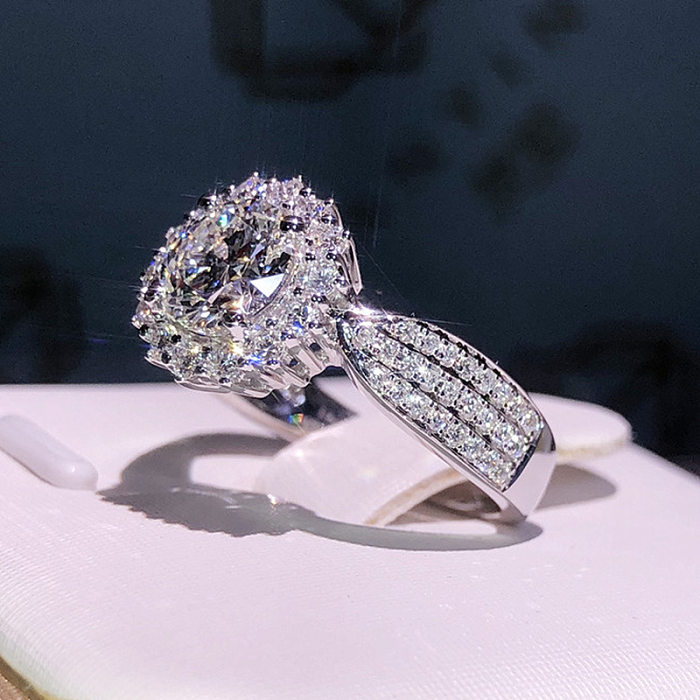 Exquisite Gypsophila Micro-encrusted Zircon Copper Ring Fashion Wedding Accessories Women