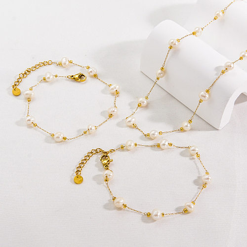 Simple Style Solid Color Stainless Steel Bracelets Anklet Necklace