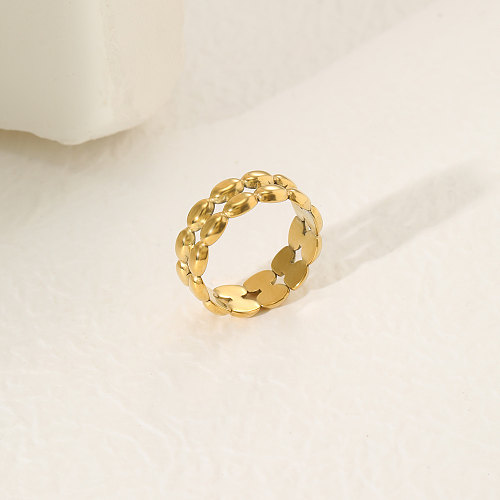 Anéis chapeados ouro 18K de aço inoxidável geométricos do estilo simples no volume