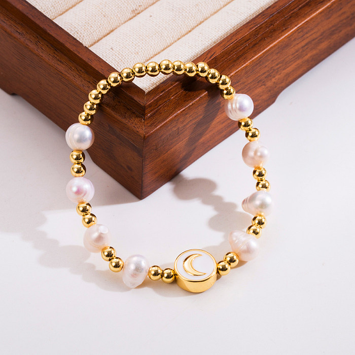 1 Piece Fashion Cross Moon Heart Shape Rope Copper Beaded Plating Braid Bracelets