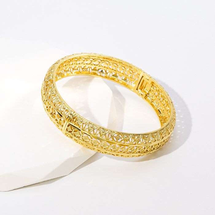 Bracelet en cuivre géométrique de style simple évider des bracelets en cuivre plaqué or